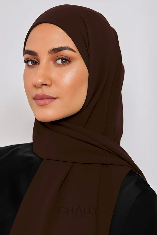 Châle Crêpe Chiffon Marron
