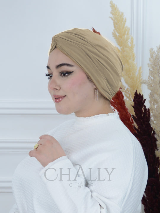 Turban en Coton Caramel