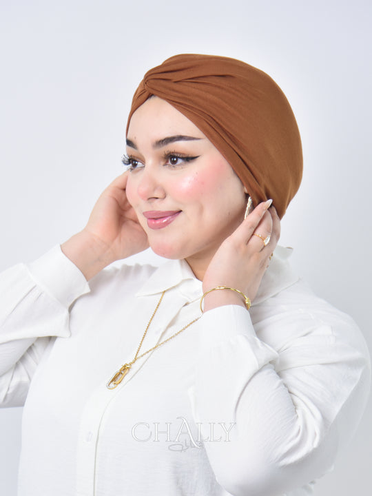 Turban en coton marron