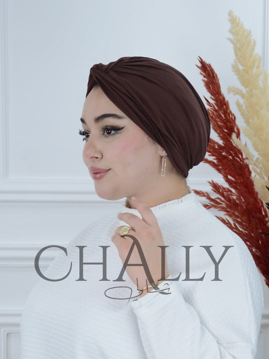 Turban en coton marron