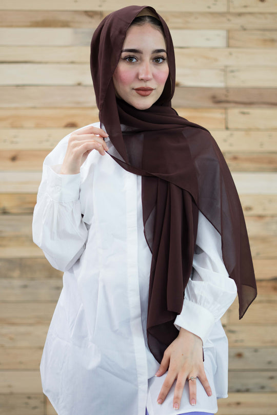 Foulard Georgette Crêpe Marron